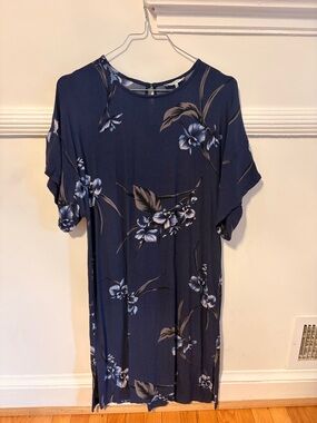 Ganni Navy Blue Floral Midi Dress